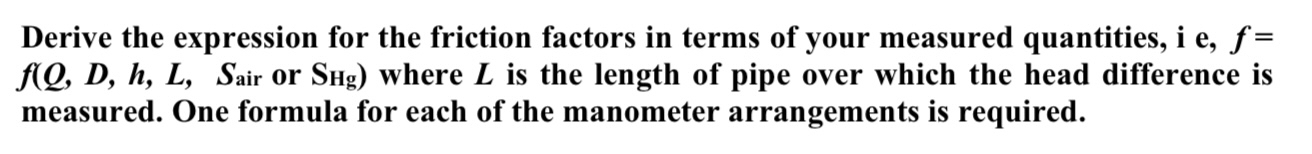 Solved Derive the expression for the friction factors in | Chegg.com