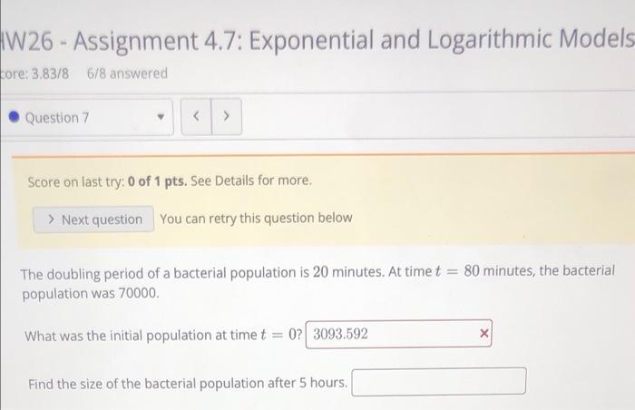 Solved - W 26 - Assignment 4.7: Exponential and Logarithmic | Chegg.com