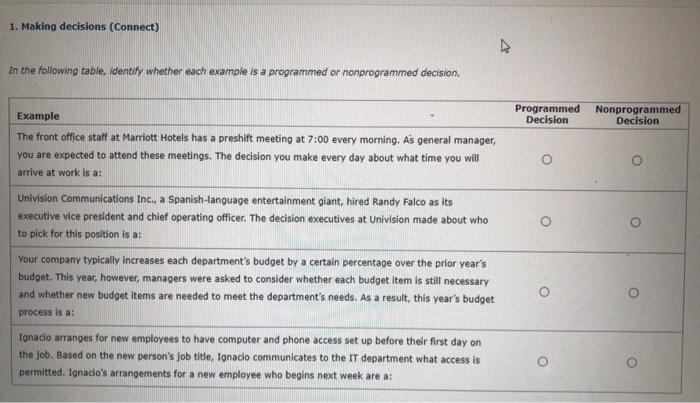 solved-1-making-decisions-connect-in-the-following-table-chegg