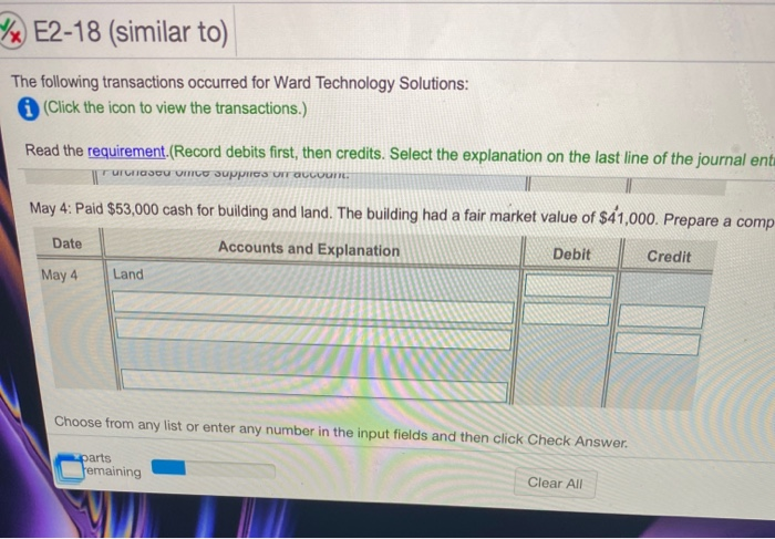 Solved 7x E2-18 (similar to) The following transactions | Chegg.com