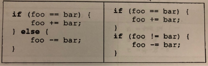 Solved (Java)Consider these two code segments where foo and | Chegg.com