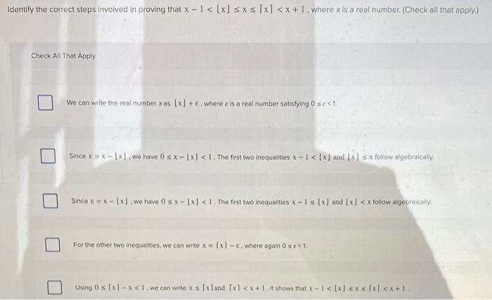Solved Identify the correct steps involved in proving that | Chegg.com