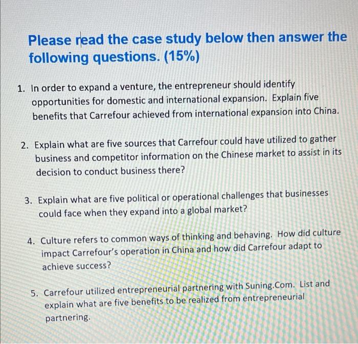 Solved Please read the case study below then answer the | Chegg.com