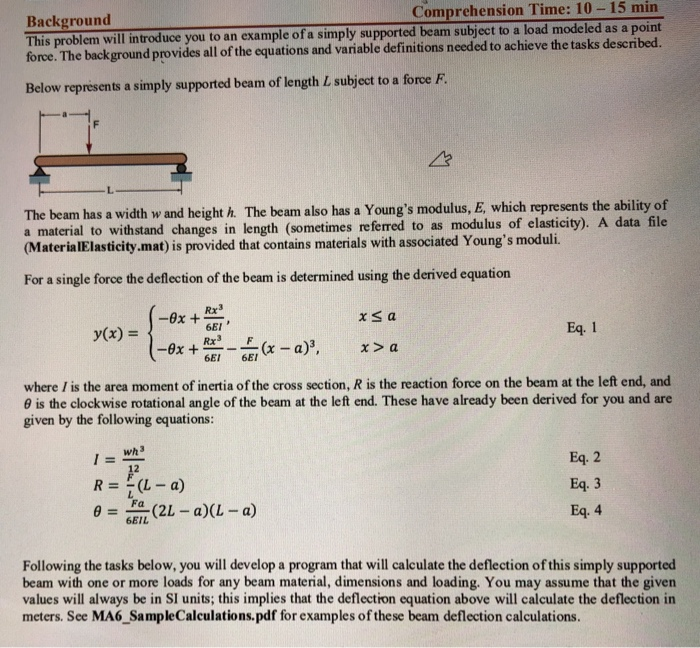 Function Create a function named CalcDeflection that, | Chegg.com