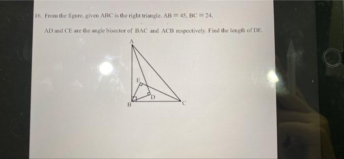 Solved 16. From The Figure, Given ABC Is The Right Triangle. | Chegg.com