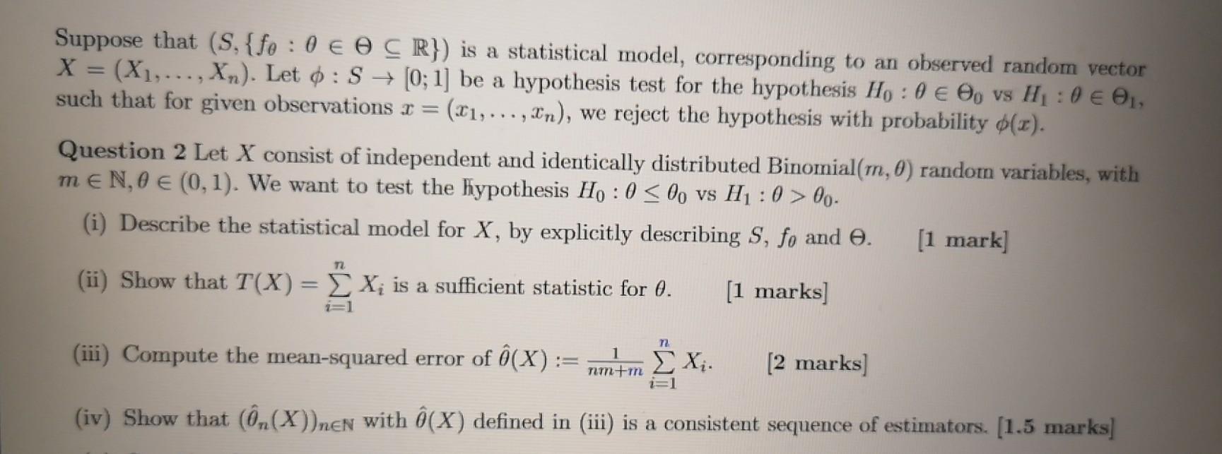 Solved Suppose That S Fo 0 Eo Cr Is A Statistical M Chegg Com