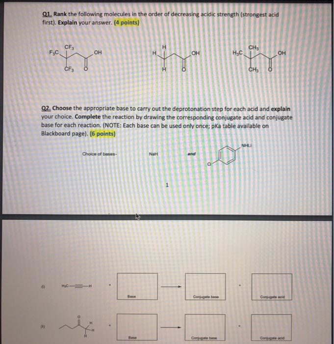 Solved Q1. Rank the following molecules in the order of | Chegg.com