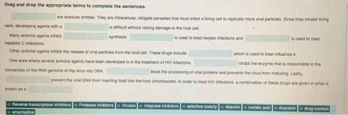 Solved Drag and drop the appropriate terms to complete the | Chegg.com