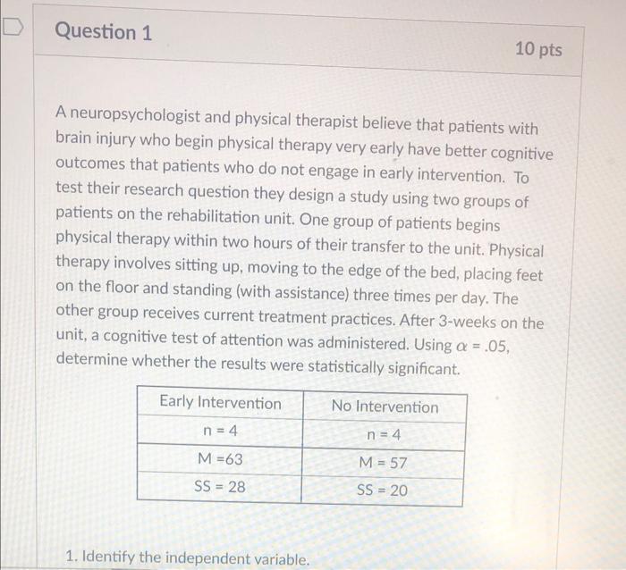 Solved A Neuropsychologist And Physical Therapist Believe | Chegg.com