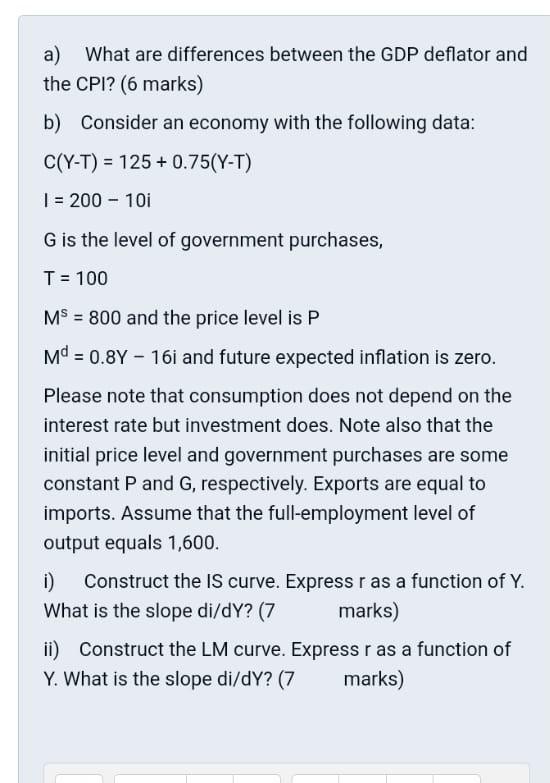 Solved A) What Are Differences Between The GDP Deflator And | Chegg.com