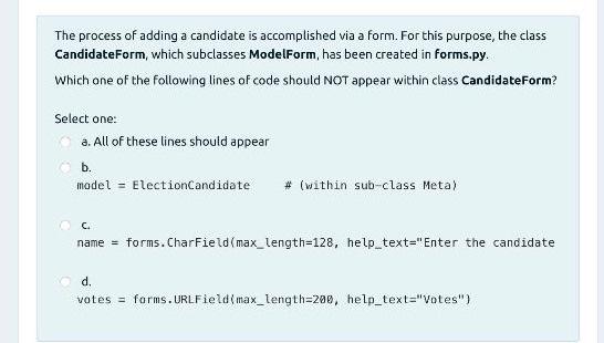 Solved The process of adding a candidate is accomplished via | Chegg.com