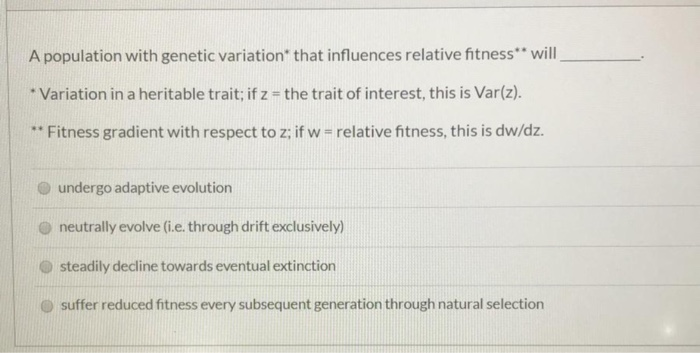 Solved A population with genetic variation that influences | Chegg.com