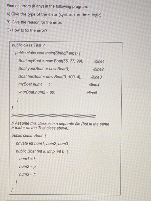 Solved Please find all errors, what types of errors, and how | Chegg.com