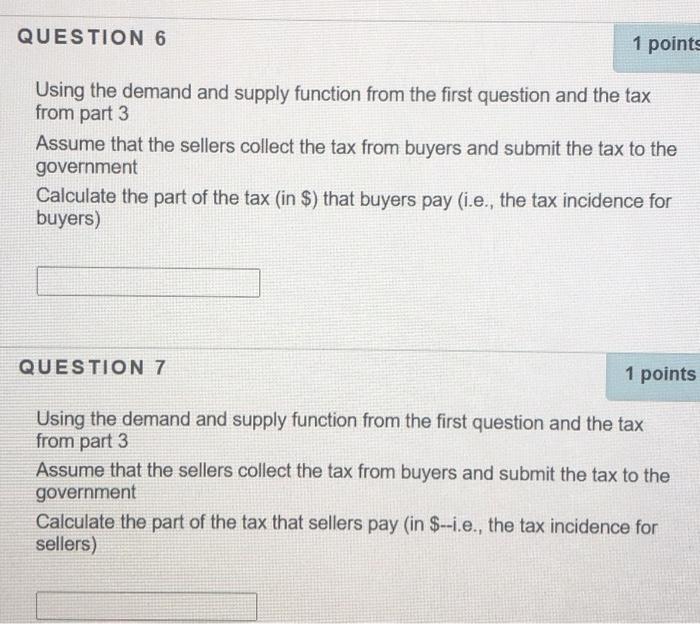 Solved QUESTION 1 1 po Consider the following demand and | Chegg.com
