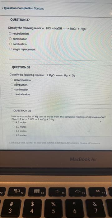 Solved Classify The Following Reaction Mathrm HCl