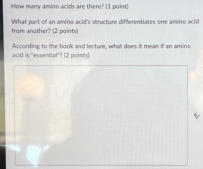 Solved How many amino acids are there? ( 1 point) What part | Chegg.com
