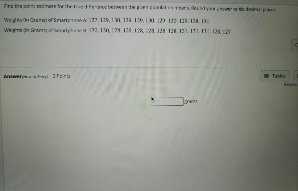 Solved Find The Point Estimate For The True Difference | Chegg.com