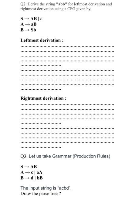 Solved Q1: Give Context-free Grammars That Generate The | Chegg.com