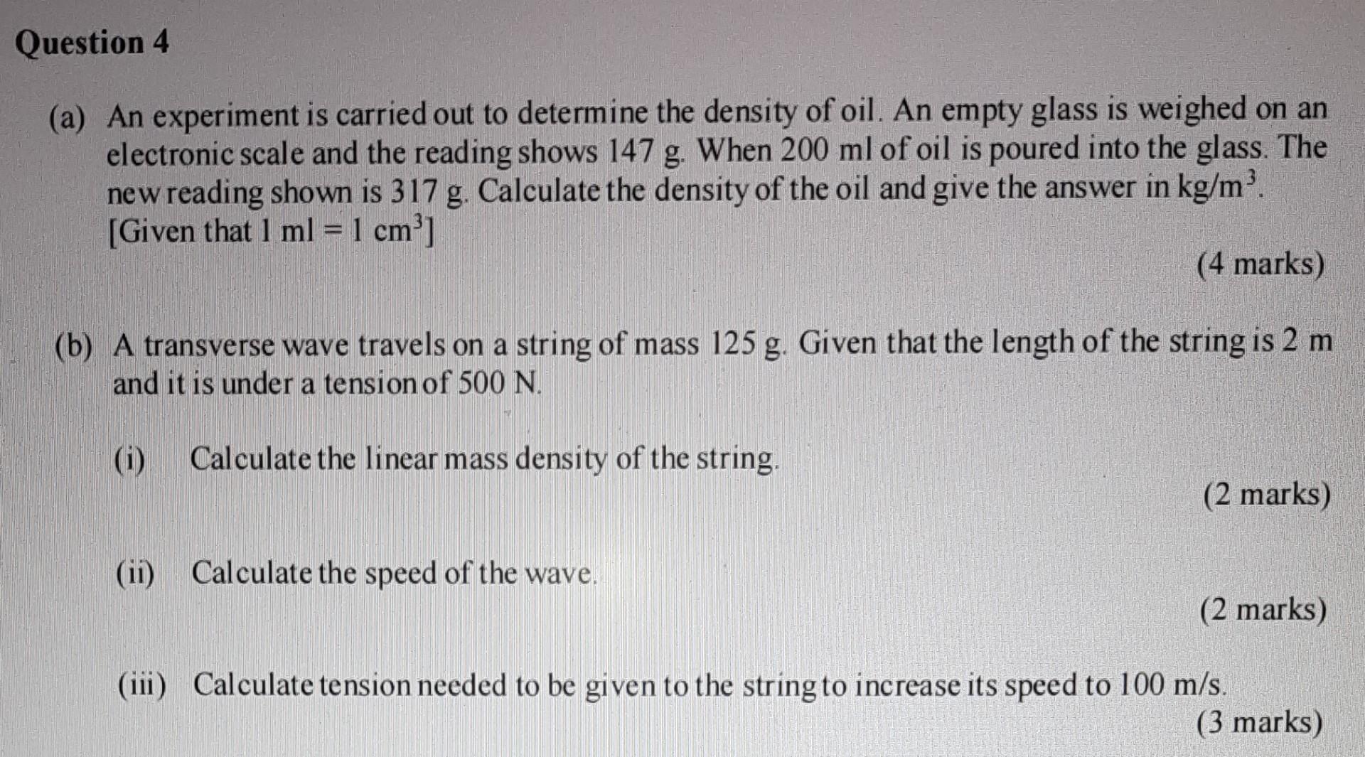 Solved (a) An experiment is carried out to determine the | Chegg.com