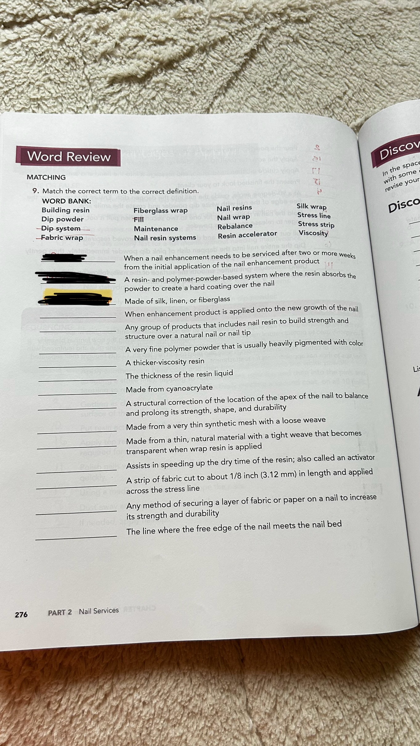 Solved Word ReviewMATCHINGMatch the correct term to the