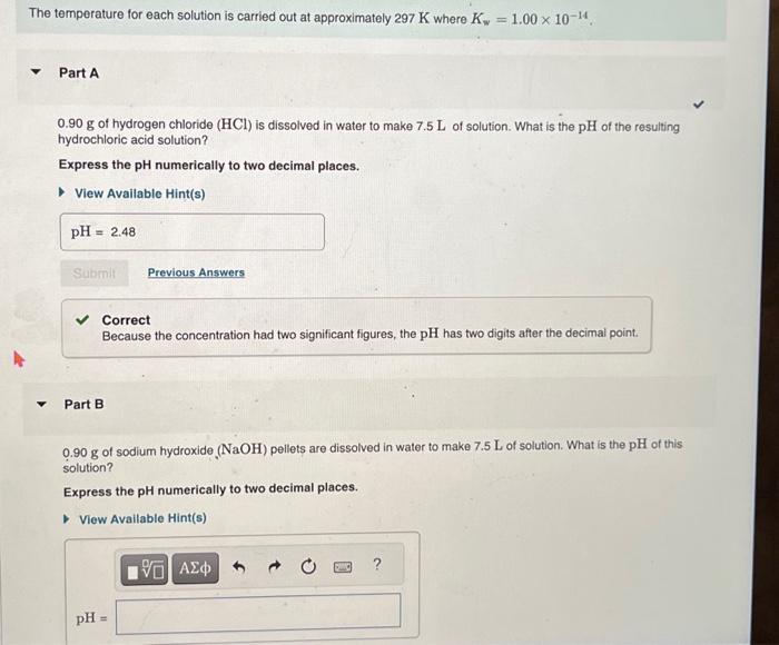 Solved The Temperature For Each Solution Is Carried Out At | Chegg.com