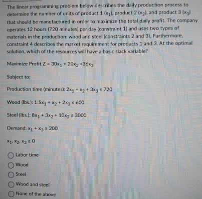 Solved The linear programming problem below describes the | Chegg.com