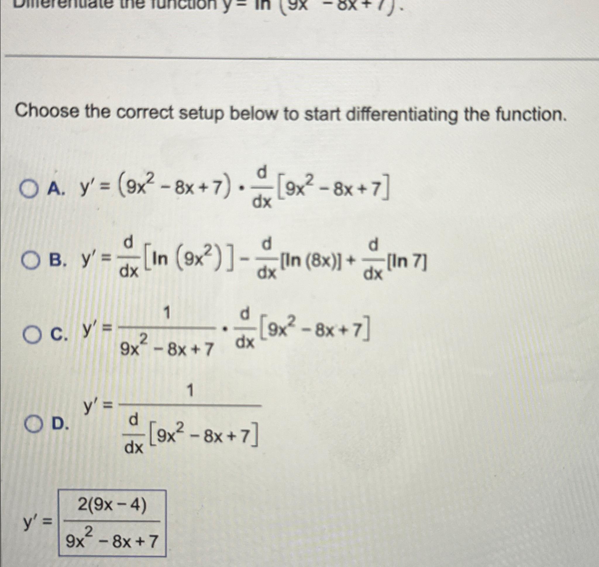 Solved Choose the correct setup below to start | Chegg.com