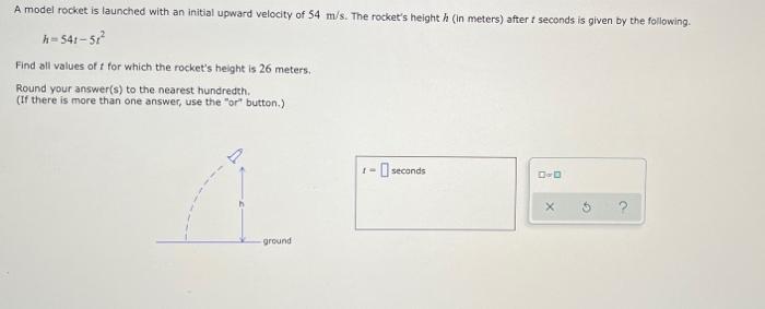 Solved A Model Rocket Is Launched With An Initial Upward | Chegg.com