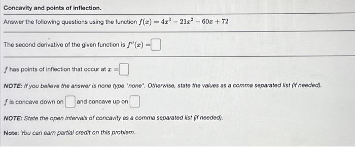 Solved Concavity and points of inflection. Answer the | Chegg.com