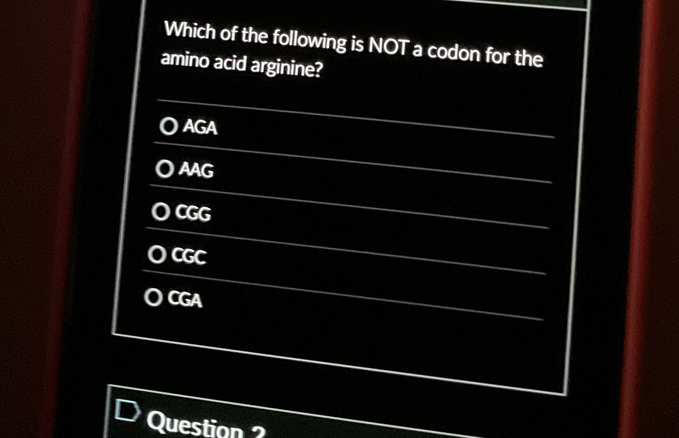 Solved Which of the following is NOT a codon for theamino