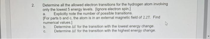 Solved 2. Determine all the allowed electron transitions for | Chegg.com