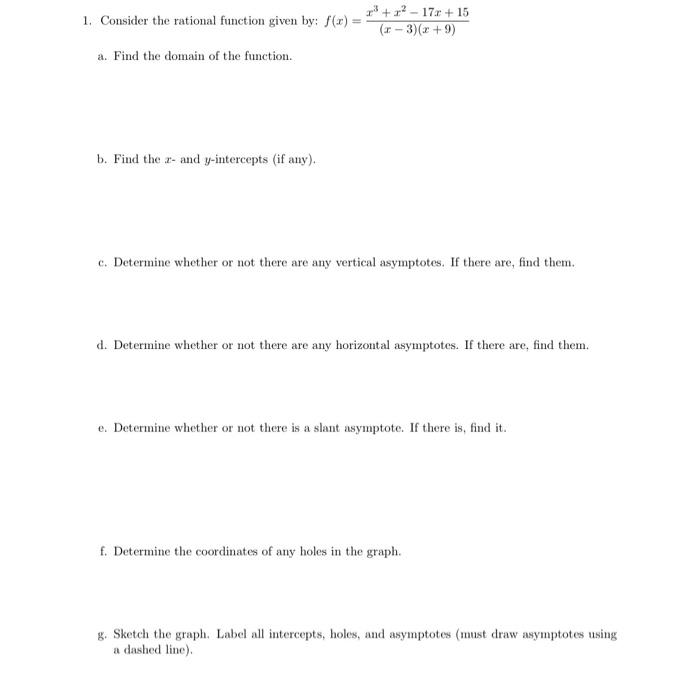 Solved Consider the rational function given by: | Chegg.com