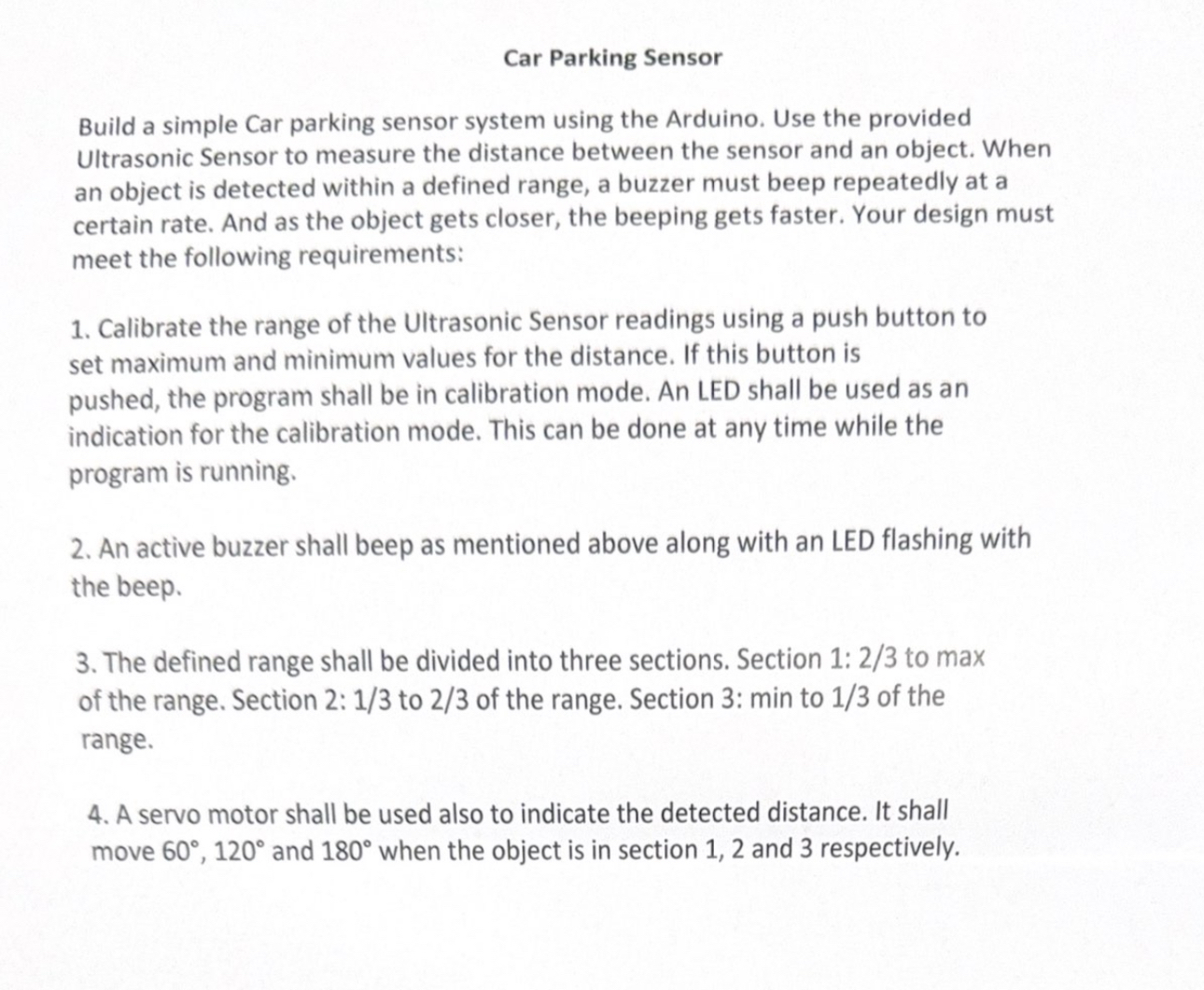 Solved Car Parking SensorBuild a simple Car parking sensor Circuit Diagram