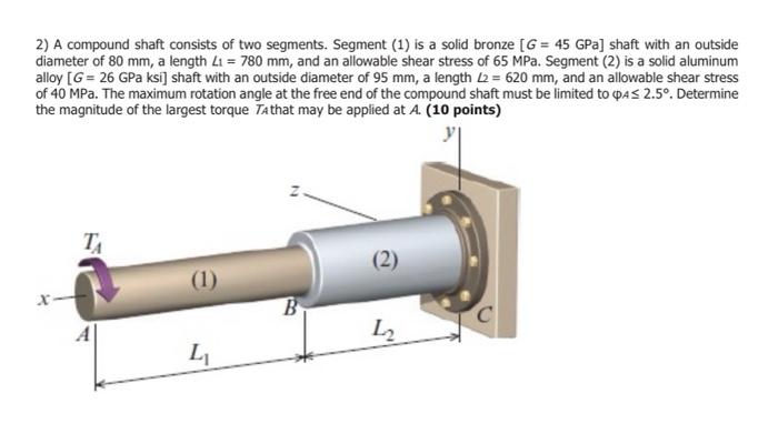 Solved 2) A compound shaft consists of two segments. Segment | Chegg.com