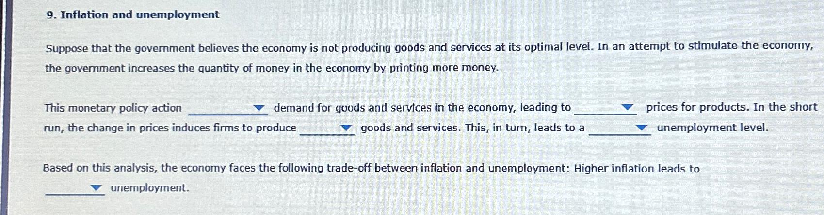 Solved Inflation And UnemploymentSuppose That The Government | Chegg.com