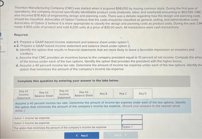 Solved a-1. Prepare a GAAP-based income statement and | Chegg.com