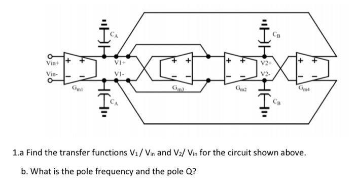 Vin+ Vin- 1.a Find the transfer functions V./ Vin and | Chegg.com