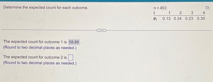 Solved Determine the expected count for each outcome. The | Chegg.com