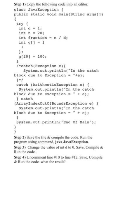 Solved Step 1) Copy the following code into an editor class | Chegg.com