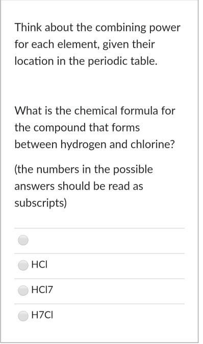 Solved Think about the combining power for each element, | Chegg.com