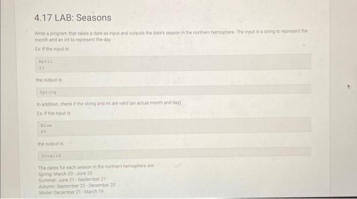 Solved Write a program that takes a date as input and | Chegg.com