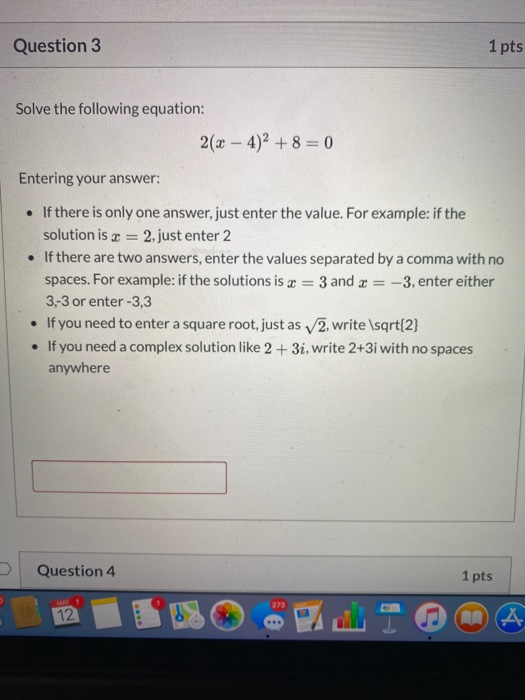 Solved Question 3 1 pts Solve the following equation: 2(x – | Chegg.com