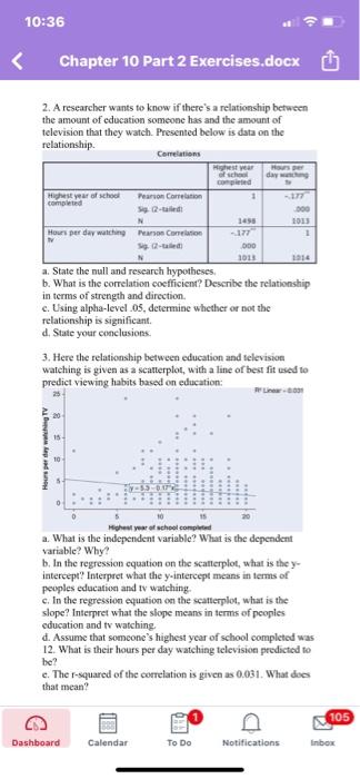 10:36 Chapter 10 Part 2 Exercises.docx 2. A | Chegg.com