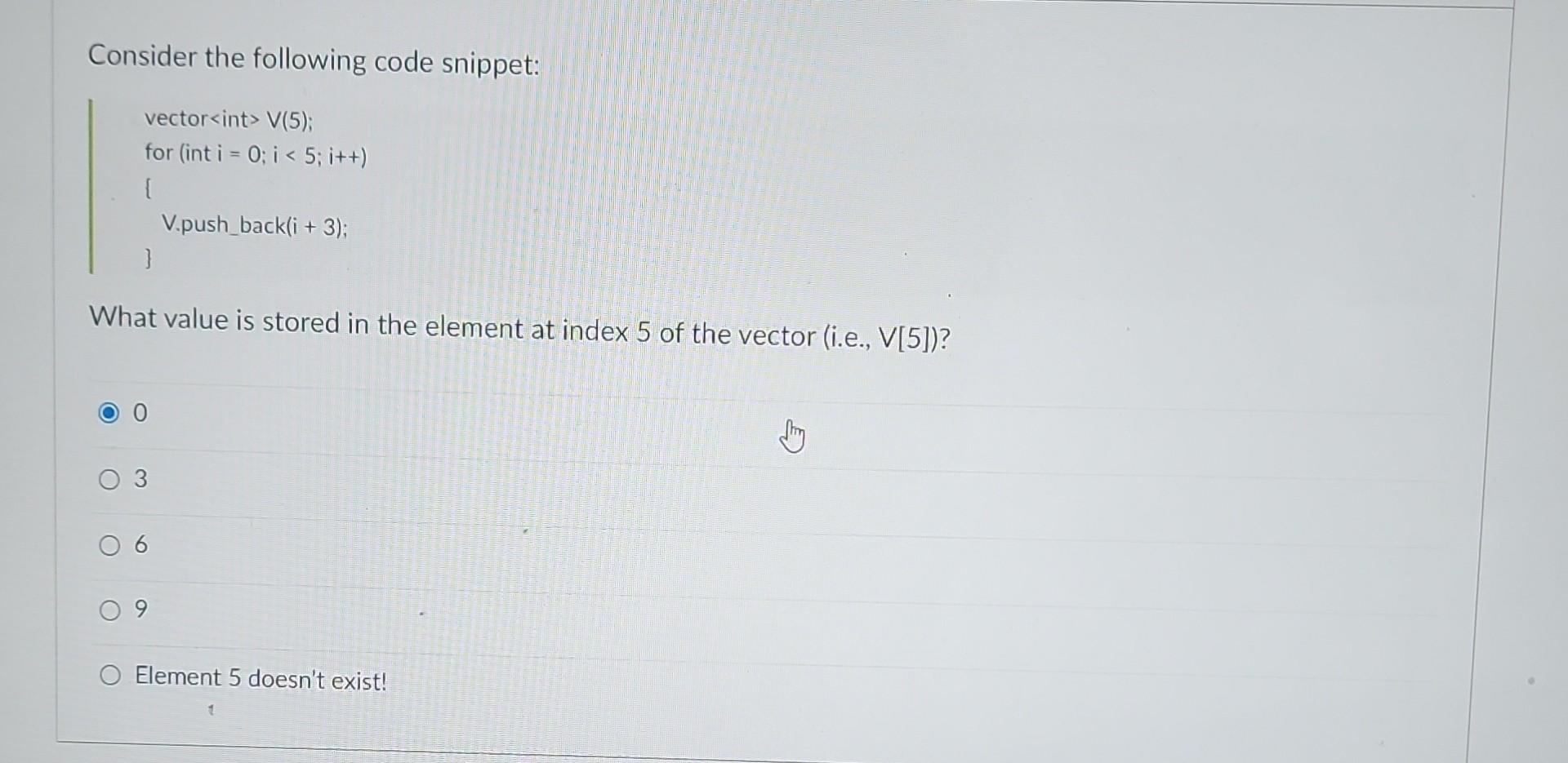 Solved What value is stored in the element at index 5 of the | Chegg.com