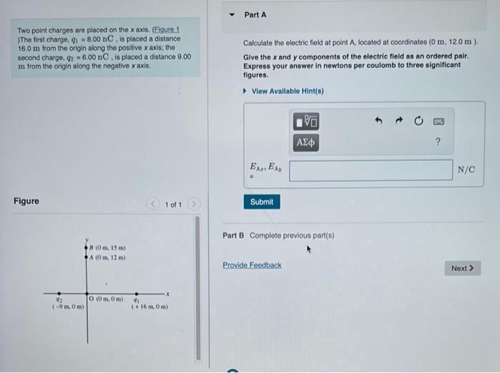 Solved Two point charges are placed on the x axis. (Figure 1 | Chegg.com