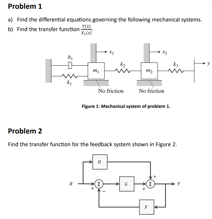 Solved Problem 1a) ﻿Find the differential equations | Chegg.com