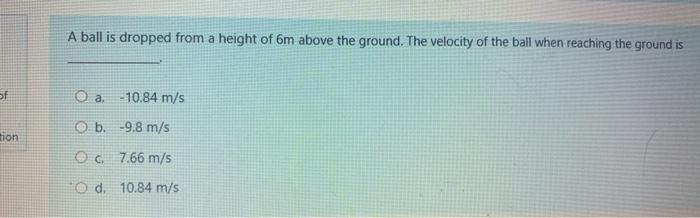 Solved A ball is dropped from a height of 6m above the | Chegg.com