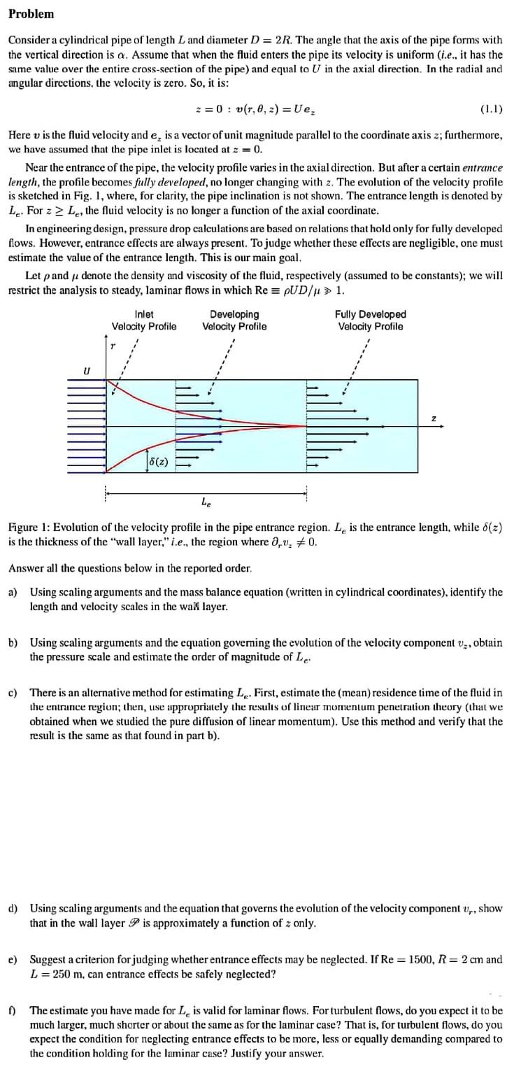 Solved Problem Consider a cylindrical pipe of length L and | Chegg.com