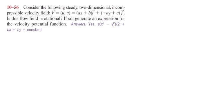 Solved 10 56 Consider The Following Steady Two Dimensional 5466