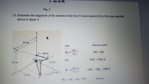Solved MEN Fig. 3 13. Determine the magnitude of the moment | Chegg.com